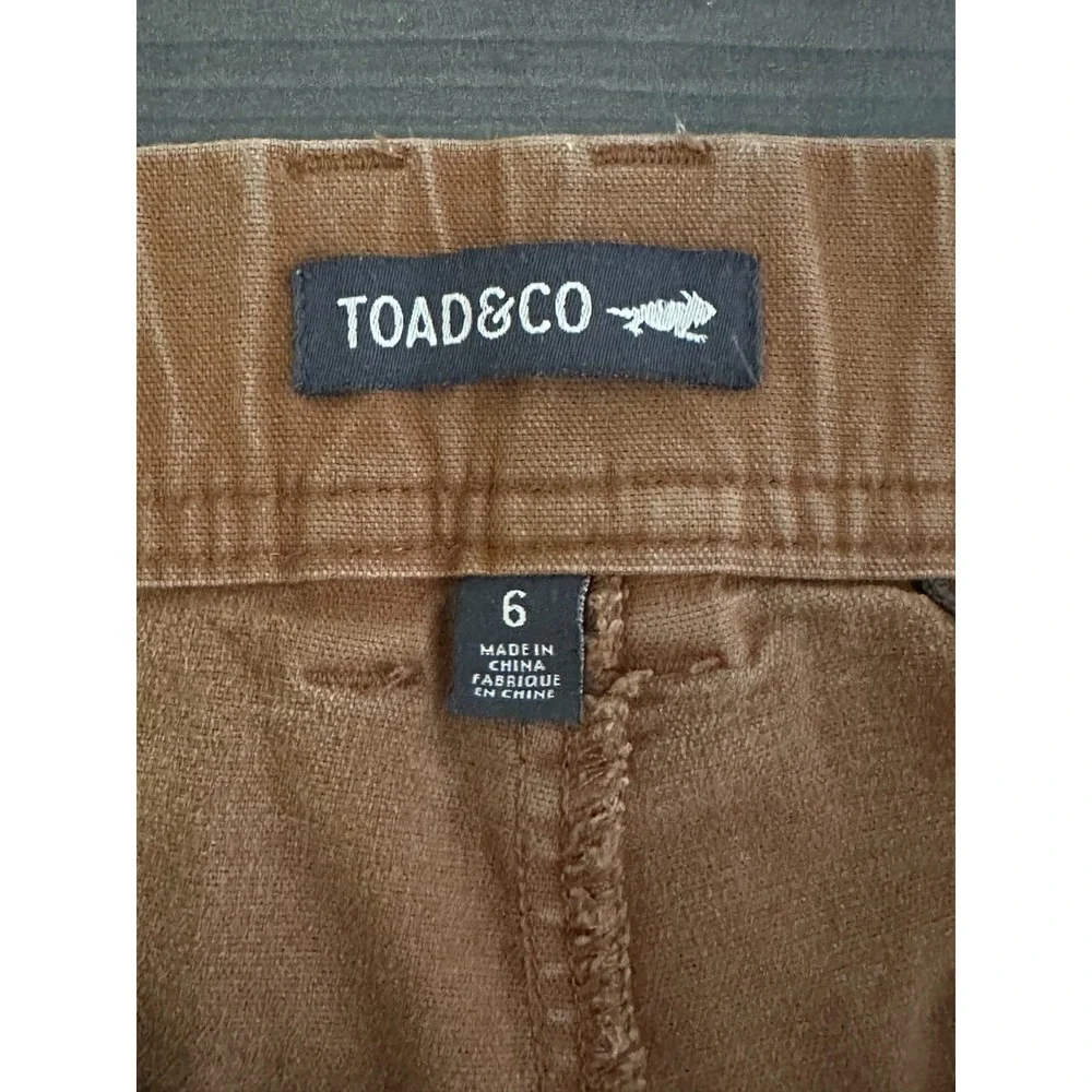 Toad&Co Pants Women 6 Brown Organic Cotton Stretch Chino 30x28 Gorp Outdoor Hike